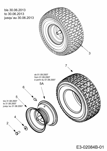 Ersatzteile Rasor Rasentraktoren 130/92 T Typ: 13AH775E618  (2013) Räder hinten 18x9.5 bis 30.06.2013