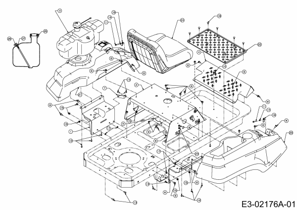Ersatzteile Troy-Bilt Zero Turn Mustang XP 50 Typ: 17BF2ACP066  (2011) Sitzplatte, Trägerplatte Tank, Tankverkleidung