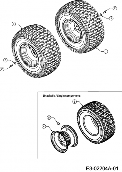 Ersatzteile Gutbrod Rasentraktoren DLX 107 SALK Typ: 13AI606G690  (2006) Räder hinten 20x8