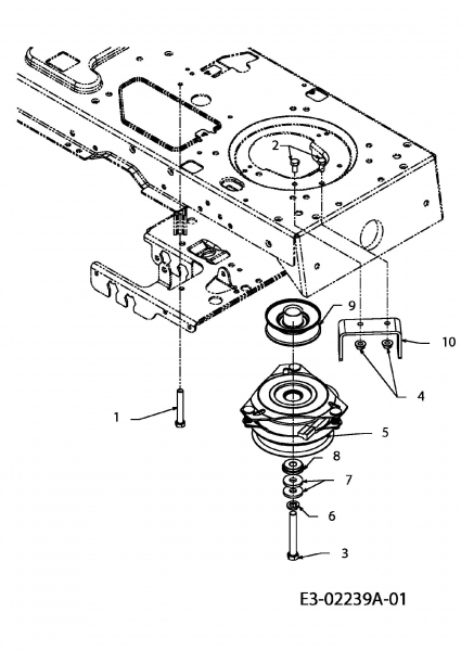 Ersatzteile Yard-Man Rasentraktoren AH 6180 Typ: 13AT604H643  (2002) Elektromagnetkupplung, Motorkeilriemenscheibe