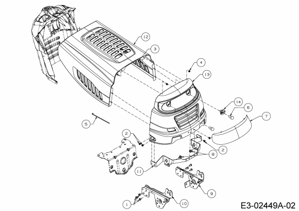 Ersatzteile MTD Rasentraktor 13.5/38 Typ: 13A1765F308  (2017) Motorhaube 5-Style 