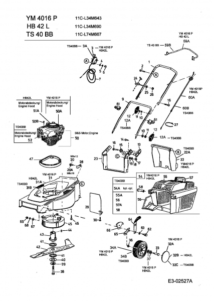 Ersatzteile Gutbrod Motormäher HB 42 L Typ: 11C-L34M690  (2005) Grundgerät