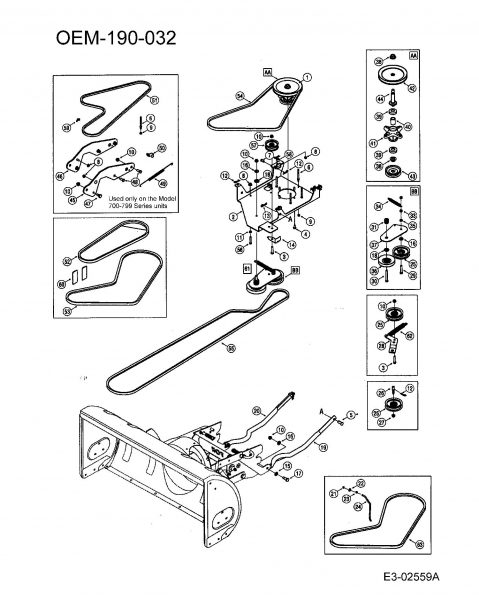 Ersatzteile Zubehör Garten- und Rasentraktoren Schneefräsen für CC 1000 SD Serie Typ: OEM-190-032  (2006) Fräsantrieb