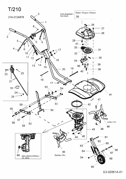 Ersatzteile MTD Motorhacke T 210 Typ: 21A-212A678  (2007) Grundgerät 