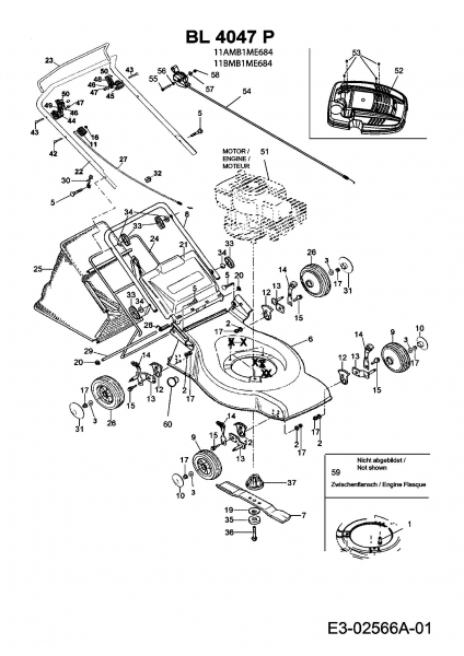 Ersatzteile Bolens Motormäher BL 4047 P Typ: 11AMB1ME684  (2006) Grundgerät