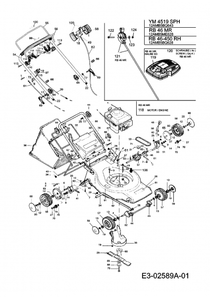 Ersatzteile Yard-Man Motormäher mit Antrieb YM 4519 SPH Typ: 12AMB5BQ643  (2008) Grundgerät