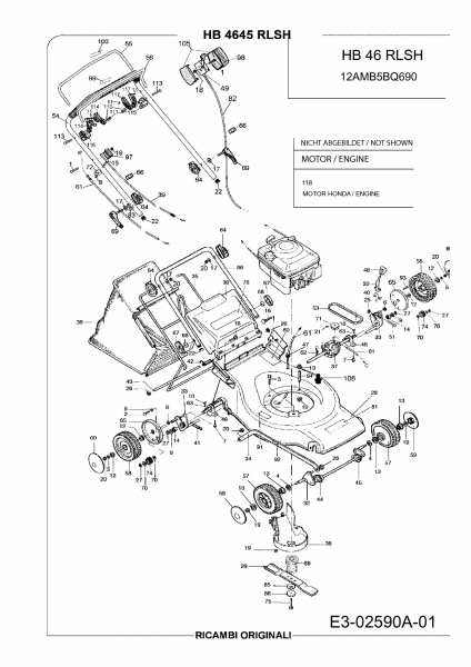 Ersatzteile Gutbrod Motormäher mit Antrieb HB 46 RLSH Typ: 12AMB5BQ690  (2009) Grundgerät