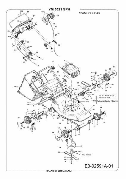 Ersatzteile Yard-Man Motormäher mit Antrieb YM 5521 SPH Typ: 12AMC5CQ643  (2007) Grundgerät