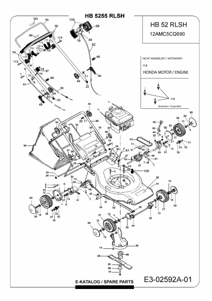 Ersatzteile Gutbrod Motormäher mit Antrieb HB 5255 RLSH Typ: 12AMC5CQ690  (2006) Grundgerät