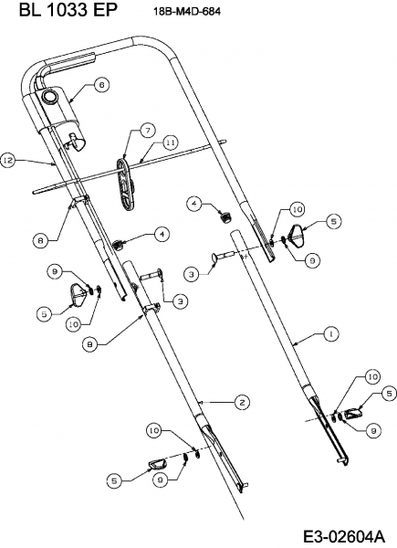 Ersatzteile Bolens Elektromäher BL 1033 EP Typ: 18B-M4D-684  (2006) Holm