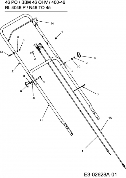 Ersatzteile Gutbrod Motormäher 46 PO Typ: 11A-J1MD604  (2006) Bowdenzüge, Holm