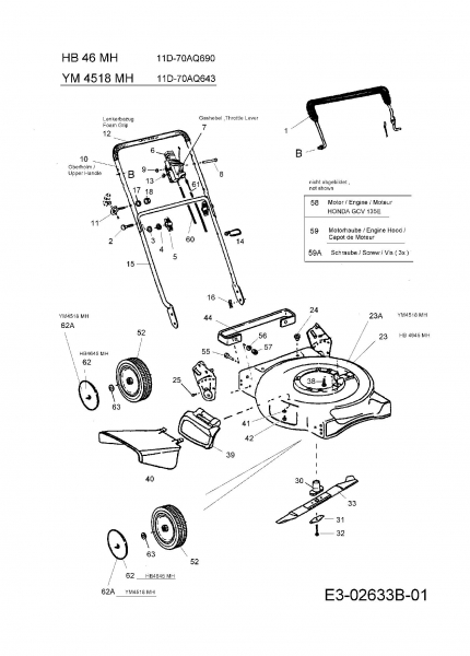 Ersatzteile Gutbrod Motormäher HB 46 MH Typ: 11D-70AQ690  (2008) Grundgerät