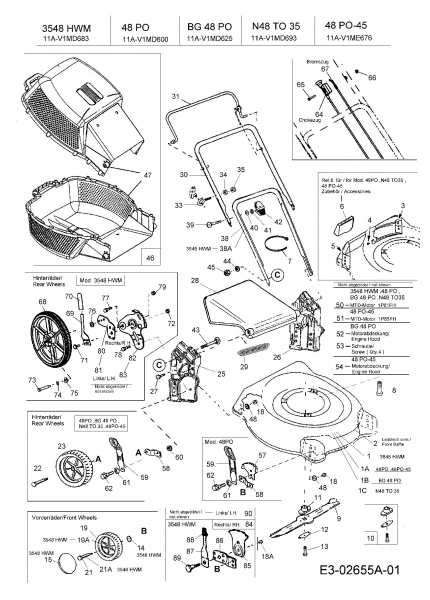 Ersatzteile Best Garden Motormäher BG 48 PO Typ: 11A-V1MD625  (2006) Grundgerät