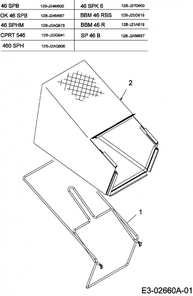 Ersatzteile MTD Benzin Rasenmäher mit Antrieb 46 SPHM Typ: 12B-J2AQ678  (2006) Grasfangsack 