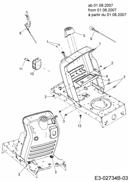 Ersatzteile Yard-Man Rasentraktoren TF 7135 Typ: 13AH774F643 (2007) Armaturenbrett, Chokezug, Gaszug, Zündschloss ab 01.08.2007