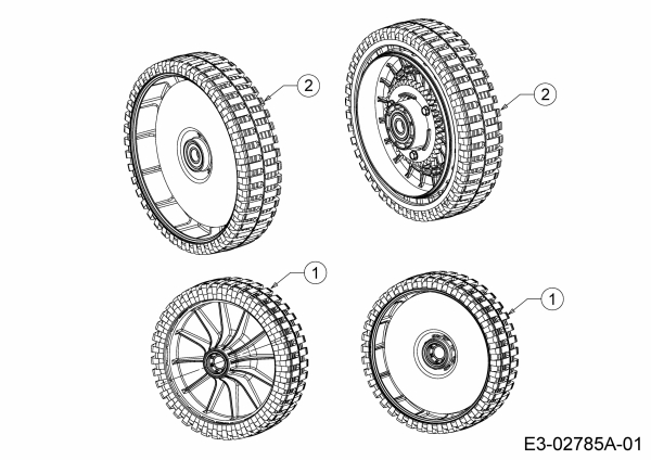 Ersatzteile MTD Benzin Rasenmäher mit Antrieb 53 SPOES Typ: 12AEPYS7600  (2016) Räder 