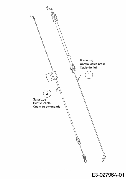 Ersatzteile MTD Benzin Rasenmäher mit Antrieb Smart 46 SPOE Typ: 12BETCS7600  (2020) Bremszug, Schaltzug 