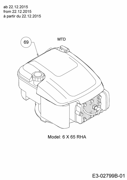 Ersatzteile MTD Benzin Rasenmäher mit Antrieb Smart 53 SPOE Typ: 12BEPCS7600  (2016) Motor MTD ab 22.12.2015 