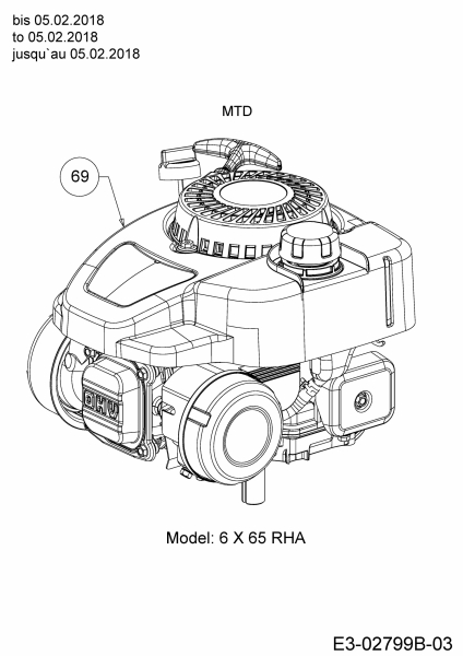 Ersatzteile MTD Benzin Rasenmäher mit Antrieb Smart 46 SPOE Typ: 12BETCS7600  (2018) Motor MTD bis 05.02.2018 