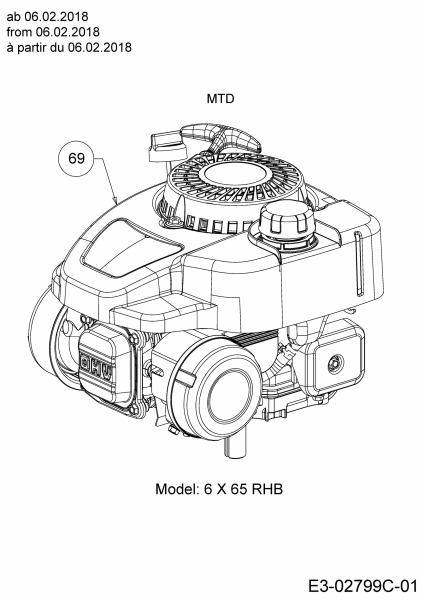 Ersatzteile MTD Benzin Rasenmäher mit Antrieb Smart 46 SPOE Typ: 12BETCS7600  (2018) Motor MTD ab 06.02.2018 
