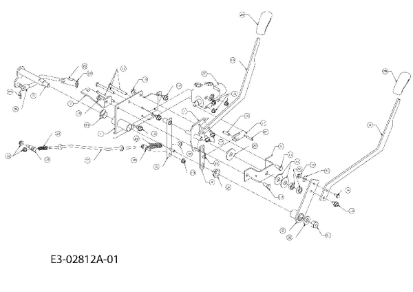 Ersatzteile Massey Ferguson Kompakttraktoren MF 22-28 GC Typ: 54AD64J-695  (2007) Hebel Mähwerks- und Dreipunktheckaushebung, Hebel Untersetzung
