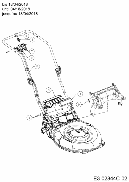 Ersatzteile MTD Benzin Rasenmäher mit Antrieb Smart 46 SPOE Typ: 12BETCS7600  (2018) Batterie, Kabelbaum bis 18/04/2018 