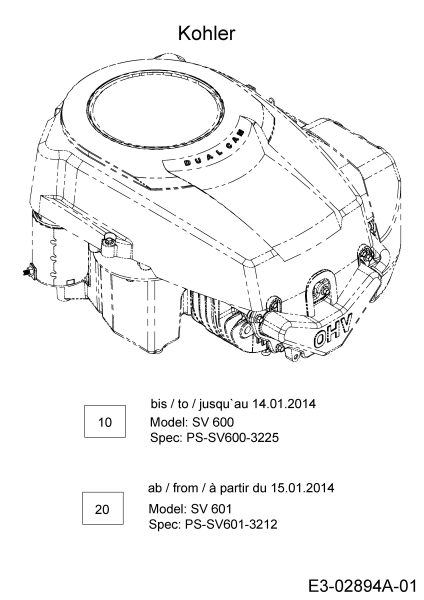 Cub Cadet Ersatzteile Rasentraktoren LTX 1045 13WX91AT056  (2014) Motor Kohler