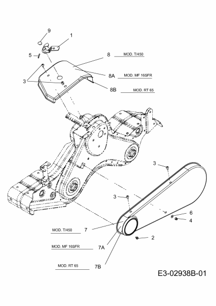 Ersatzteile MTD Motorhacke T/450 Typ: 21AB454B678  (2012) Keilriemenschutz 