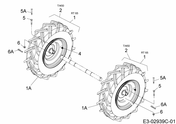 Ersatzteile MTD Motorhacke T/450 Typ: 21AB454B678  (2014) Räder 