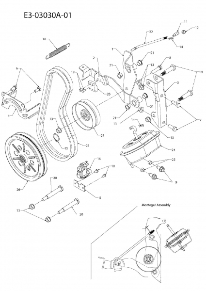 Ersatzteile Massey Ferguson Gartentraktoren MF 21-25 GC Typ: 14B-692-695  (2007) Frontzapfwelle