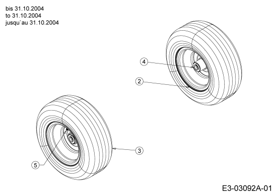 Cub Cadet Ersatzteile Gartentraktoren GT 1223 14AP13CP603  (2005) Räder vorne 16x6.5 bis 31.10.2004