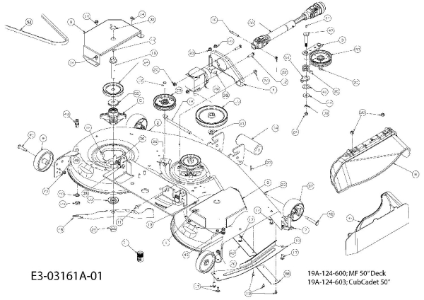 Ersatzteile Zubehör Garten- und Rasentraktoren Mähwerke für 3000 SD Serie, Mähwerk 50/127cm Typ: 19A-124-603  (2007) Mähwerk P (50/127cm)