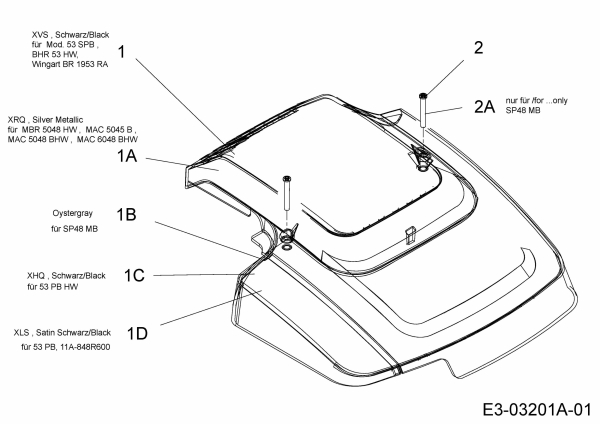 Ersatzteile MTD Benzin Rasenmäher mit Antrieb Optima 53 SPB Typ: 12A-PG8R600  (2013) Motorhaube B&S 