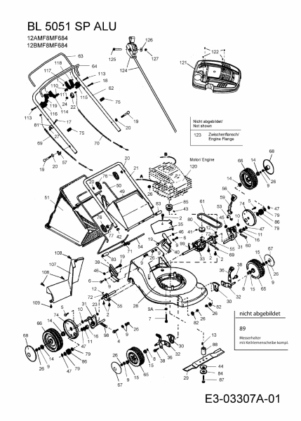 Ersatzteile Bolens Motormäher mit Antrieb BL 5051 SPALU Typ: 12BMF8MF684  (2008) Grundgerät