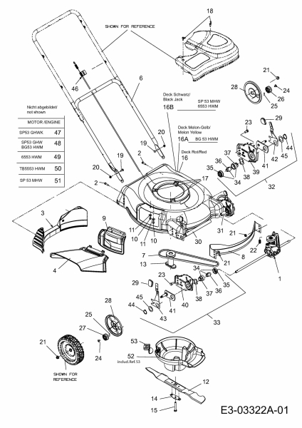 Ersatzteile MTD Benzin Rasenmäher mit Antrieb SP 53 GHWK Typ: 12A-567D678  (2007) Grundgerät 