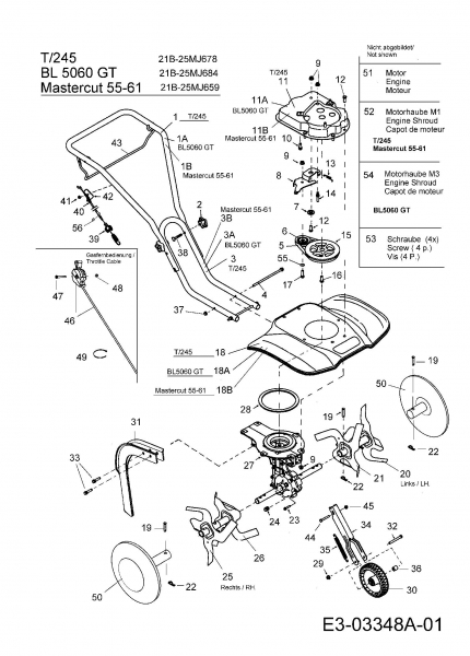 Ersatzteile Mastercut Motorhacken MC 55-61 Typ: 21B-25MJ659  (2008) Grundgerät