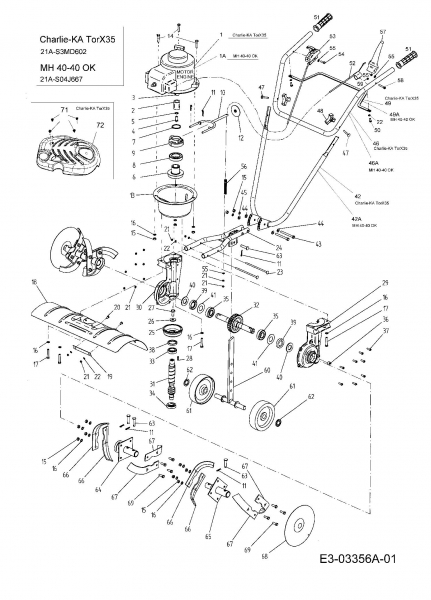 Ersatzteile MTD Motorhacke Charlie-KA Typ: 21A-S3MD602  (2007) Grundgerät 
