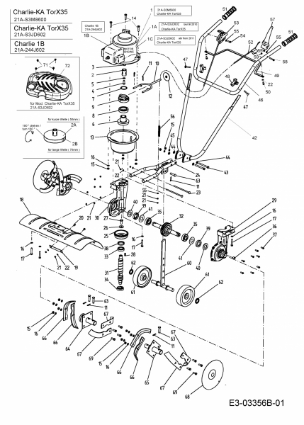 Ersatzteile MTD Motorhacke Charlie-KA Typ: 21A-S3JD602  (2009) Grundgerät 