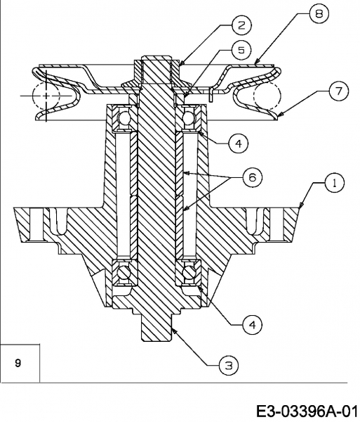 Ersatzteile MTD Rasentraktor RS 115/96 Typ: 13D1452F600  (2005) Messerspindel 618-04241 