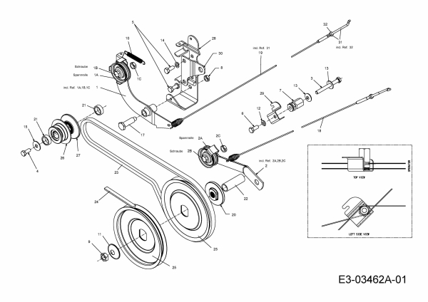 Ersatzteile MTD Motorhacke T 380 B 700 Typ: 21D-382X602  (2014) Keilriemen, Spannrolle 