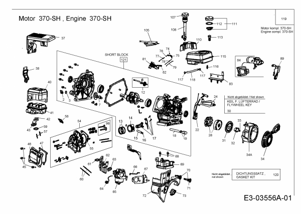 Ersatzteile MTD-Motoren Horizontal 370-SH Typ: 752Z370-SH  (2007) Motor