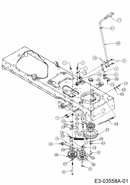 Ersatzteile Gutbrod Rasentraktoren DLX 107 SHL Typ: 13AT616G690  (2004) Mähwerkseinschaltung, Motorkeilriemenscheibe