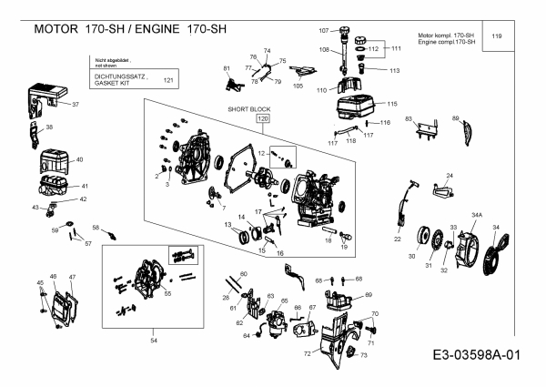 Ersatzteile MTD-Motoren Horizontal 170-SH Typ: 752Z170-SH  (2007) Motor