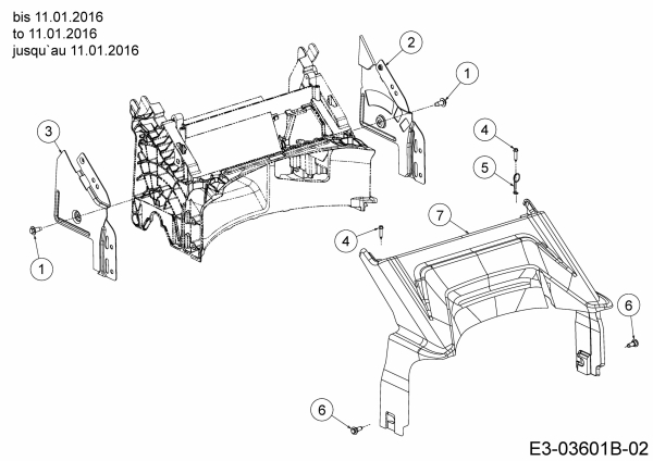Ersatzteile WOLF-Garten Benzin Rasenmäher mit Antrieb ST 4600 AHWES Typ: 12AETRS7650  (2016) Abdeckung hinten bis 11.01.2016 