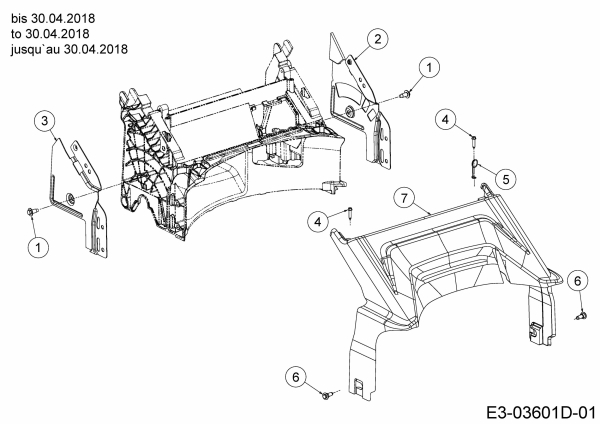 Ersatzteile WOLF-Garten Benzin Rasenmäher mit Antrieb Expert 46 BA V HW Typ: 12ABTV5E650  (2018) Abdeckung hinten bis 30.04.2018 