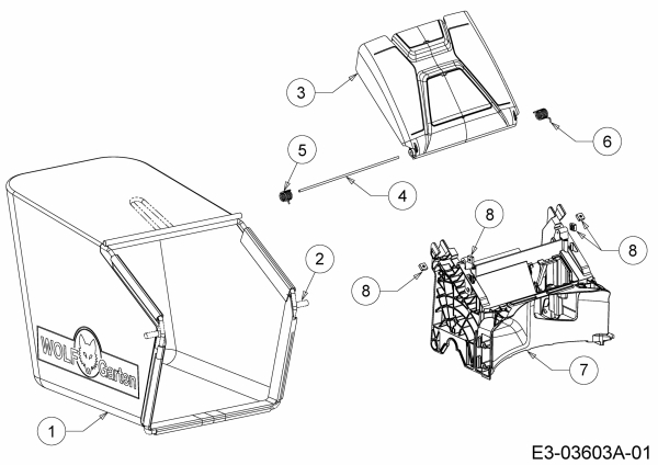 Ersatzteile WOLF-Garten Benzin Rasenmäher ohne Antrieb S 4200 Typ: 11A-LO5N650  (2015) Grasfangsack 