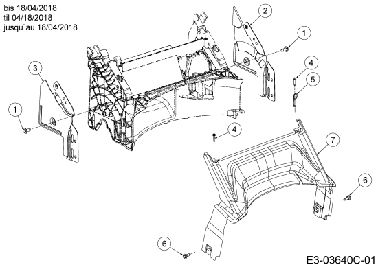 Cub Cadet Ersatzteile Motormäher mit Antrieb LM1 AR42 12A-LQSJ603  (2018) Abdeckung hinten, Holmbraketten bis 18/04/2018
