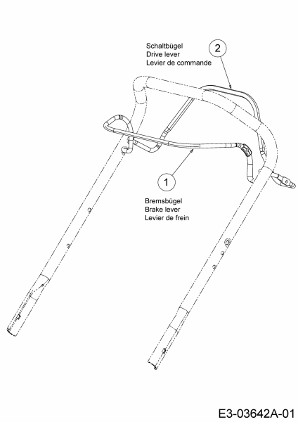 Ersatzteile Wingart Motormäher mit Antrieb BR 1953 RA Typ: 12A-PH8R601  (2015) Bremsbügel, Schaltbügel
