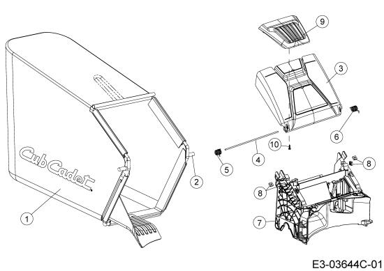 Cub Cadet Ersatzteile Motormäher mit Antrieb LM1 AR42 12A-LQSJ603  (2018) Grasfangsack, Heckklappe, Leitstück hinten