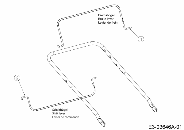 Ersatzteile MTD Benzin Rasenmäher mit Antrieb HW 46 SPB Typ: 12A-TB5G676  (2014) Bremsbügel, Schaltbügel 